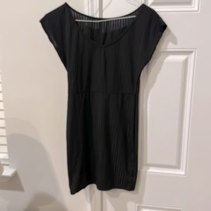 V-neck, black, short dress